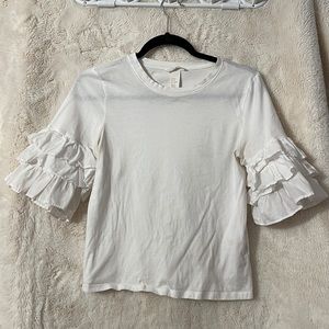 H&M Ruffled Half-Sleeve White Shirt